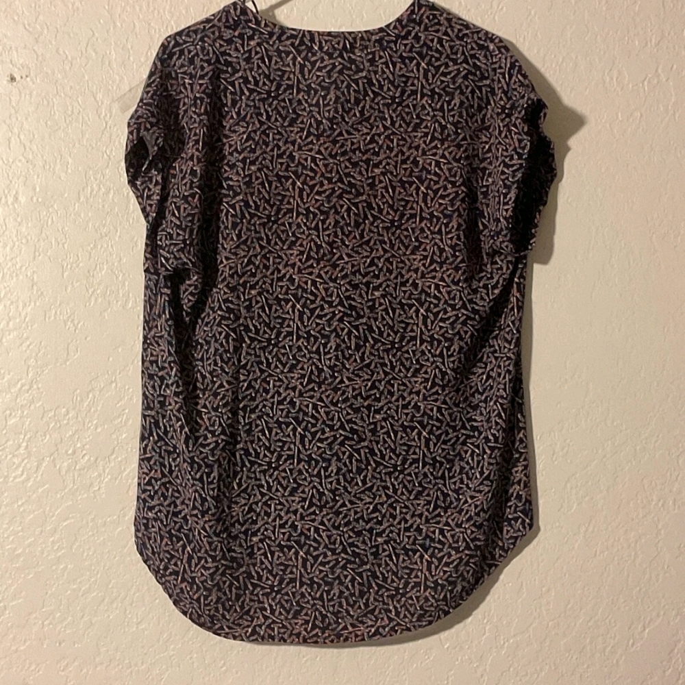 Pleione Black and Pink Patterned Blouse M
